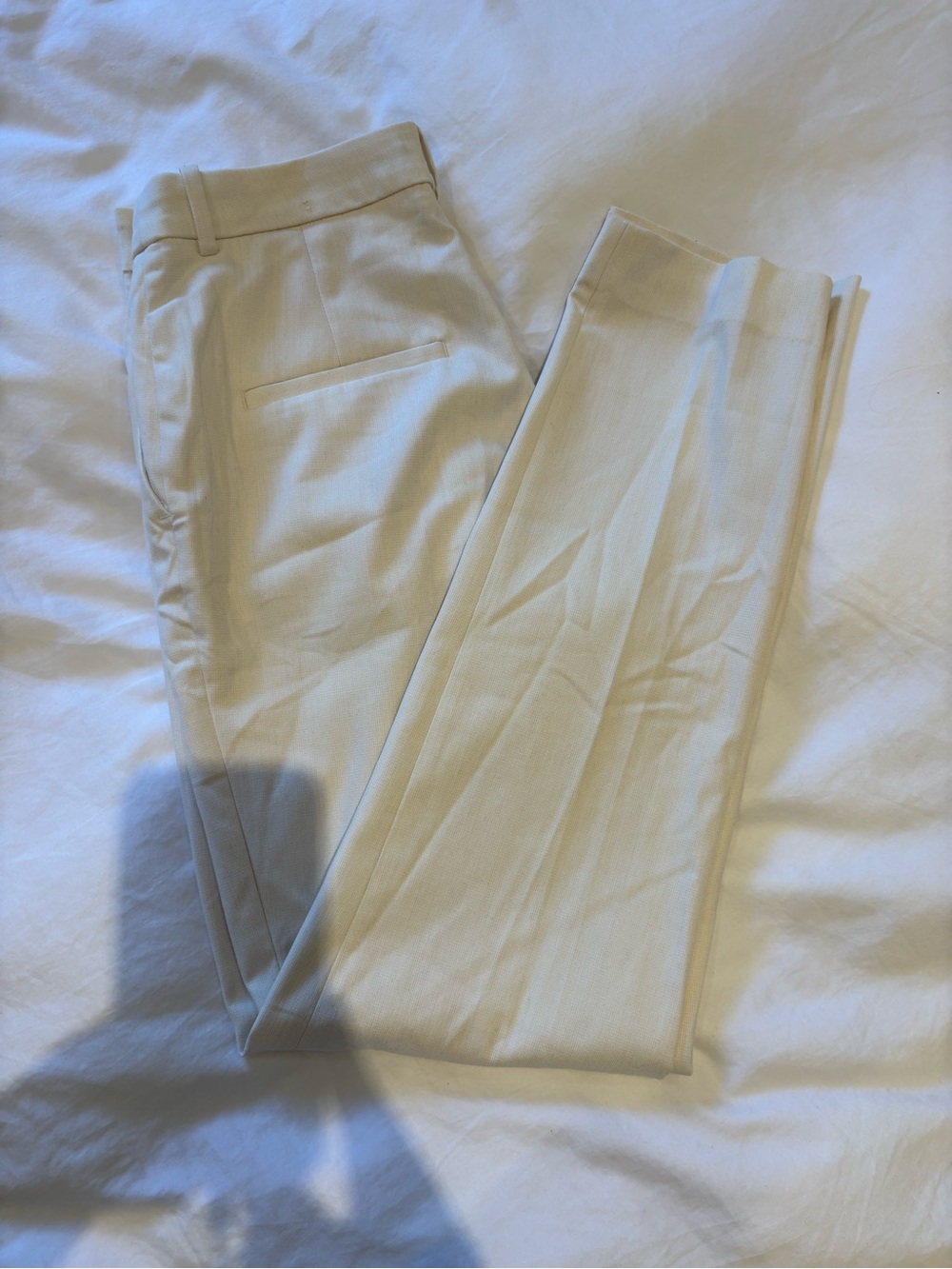 H&M Cream Straight-Leg Women's Trousers
